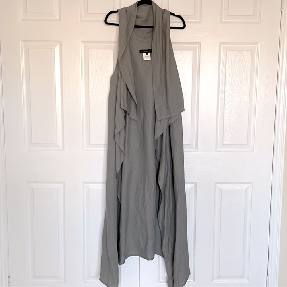 Sid Neigum linen blend lagenlook open front waterfall long vest, size US 6